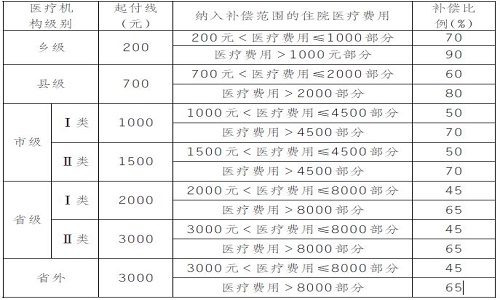 住院醫療費用實行分級分段補償圖示