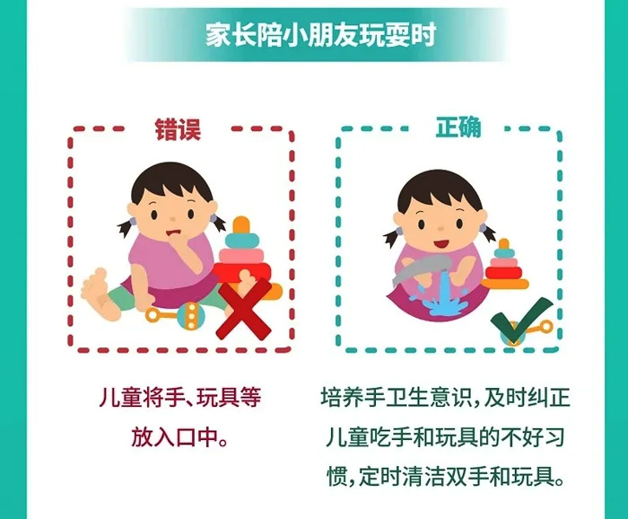 家長陪小孩子玩耍時個人防護正確做法