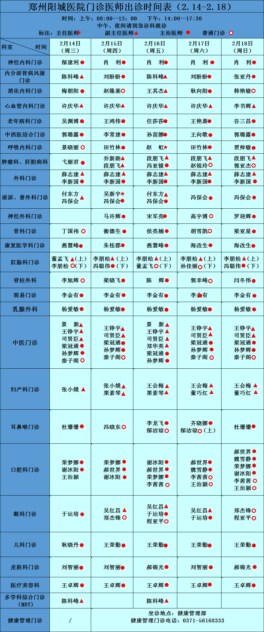 門診坐診信息