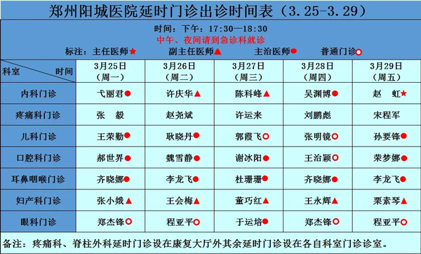 延時門診坐診信息