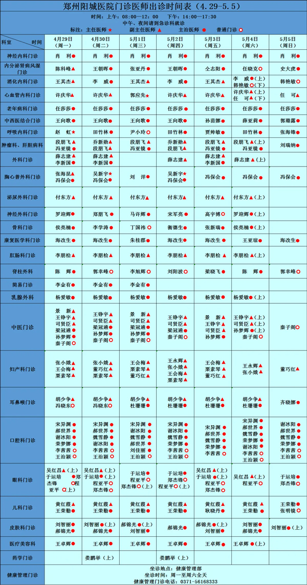 本院專家坐診信息